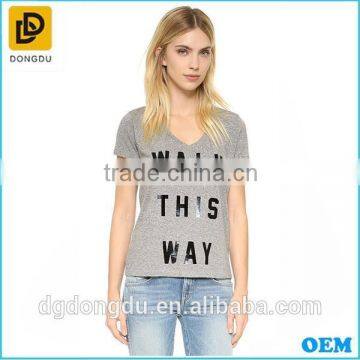 Good quality cheap America Round collar gray fashion studded t shirt