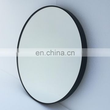 Wall mounted round iron frame mirror with black color