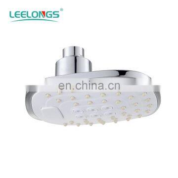 Chrome white ABS 3-function rotation shower head with button control