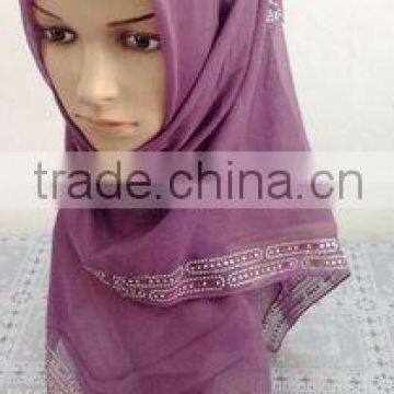 S890 High quality beading big square 110*110cm voile HIJAB muslim headscarf