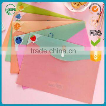 Colorful plastic PVC buttom document bag