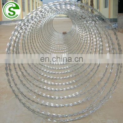 Factory anti climb razor blade barbed wire Galvanized razor wire with clips