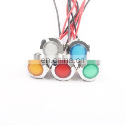 12mm Waterproof Metal Spherical Round Indicator Signal lamp LIGHT 3V 6V 12V 24V 220V with wire red yellow blue green