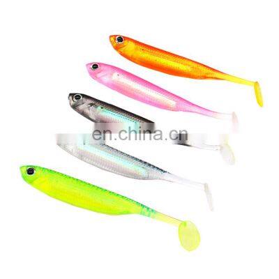 In stock wholesale soft silicone  plastic fishing lures swim baits T Tail Soft Bait fishing lure