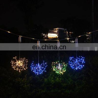 Blue white Firework LED Copper Wire String Lights Hanging Starburst Fairy Lights For Christmas Party Garden Outdoor Decoration