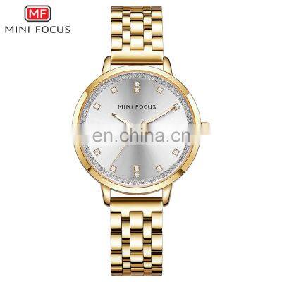 MINI FOCUS MF0047L Lady's Fashion&Casual Watch Japan Quartz Movement Simple OL Style Stainless Steel Band Watch Luminous Hands