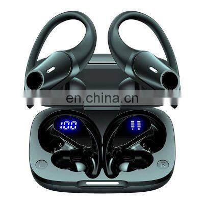 Call Siri Voice Assistant TWS Earphones Sport Ear Hook LED Display Headphones Stereo Headsets Waterproof Earbuds OEM