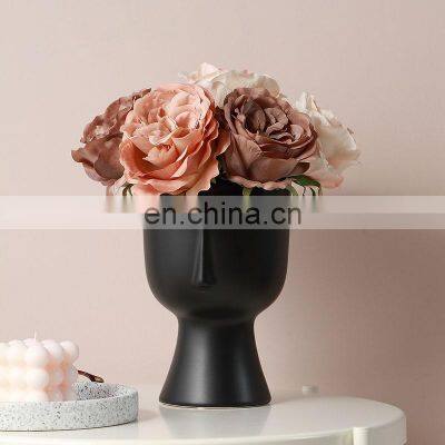 Face Vase Craft 2021 New Nordic Dining Table Ceramic Art Face Vase Home Decor Human Head Model Abstract Porcelain Vase photo-2