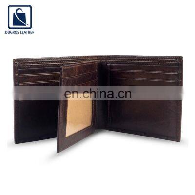 Low MOQ Brown Shiny Leather Men Wallets With Card Holder Slot photo-5