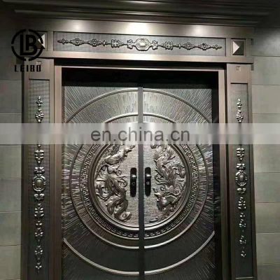 Aluminum steel doors material with bulletproof glass casting aluminum door, double swing security bulletproof door