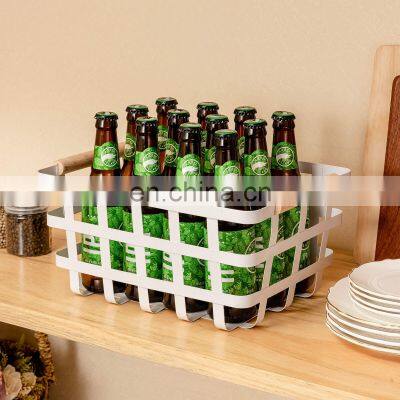 Canastilla Para Guardar Fruta Metal Wire Storage Pantry Organizer Easy Carry Outdoor Picnic Fruit Basket With Wooden Handle photo-4