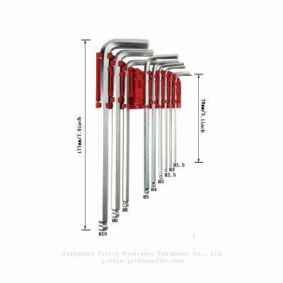 Ball Head Hexagon Wrench Set Medium-length 9 Pieces Set of Alloy Steel Material is Durable and Not Easy to Deform 0.06in-0.39in photo-2
