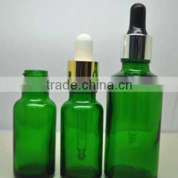 wholesale green color 5ml 10ml 15ml 20ml 30ml 50ml 100ml glass bottle with alu dropper