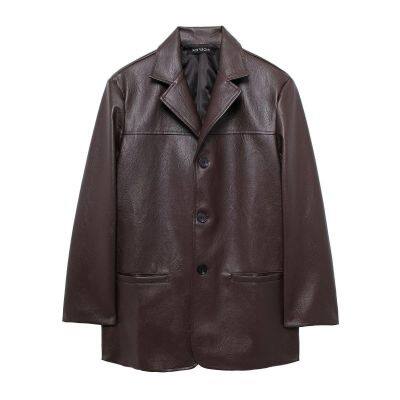 New style women's clothing - European style fashion, simple and elegant, with a touch of old money style leather jacket and blazer.