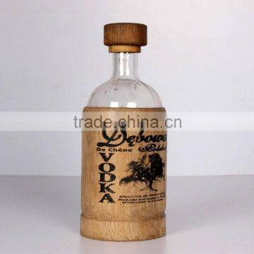 NP-60005 clear glass bottle with wooden cover