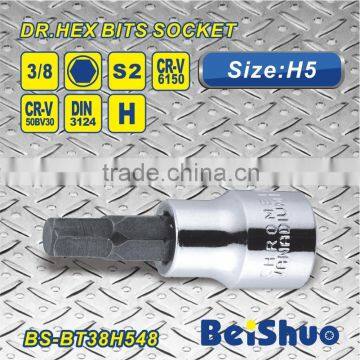 Hot selling 3/8"Dr. S2 material H5 Hex Bit Socket Hand tool Screwdriver wrench bit