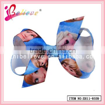 Hot Chinese young girl jewelry ribbon bow hair clip frozen hair bow for girls