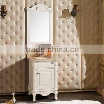 Classic style small solid wood marble bathroom vanity