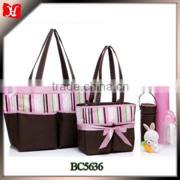 Trendy mommy bag high quality mommy bag fabric diaper bag nappy bag