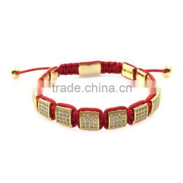 CNC setting crystals gold square beads with red threat jewelry