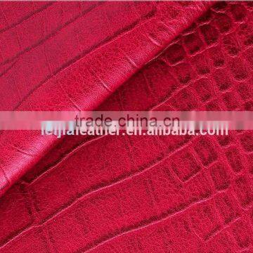 Embossed Crocodile grain pu leather fabric for wallet shoulder bags faux leather fabric