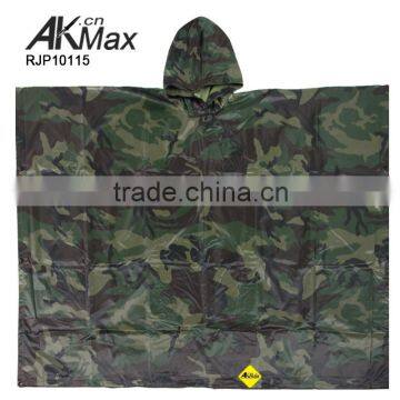 Breathable Nylon Woodland Camouflage Police Rain Poncho photo-4