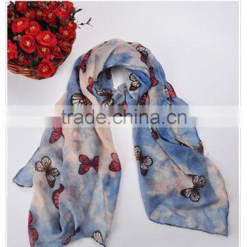 wholesale alibaba Scarf Women Butterfly Scarves 180cmx90cm Shawls Girls Pashmina Rayon Fashion Print Scarves SQH007