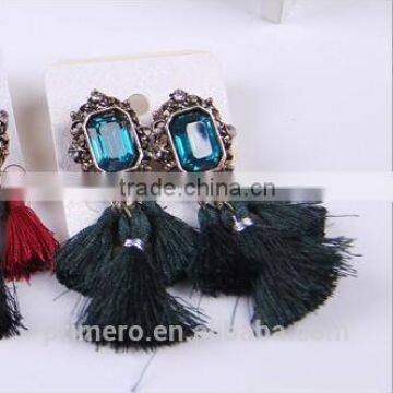 New Fashion Jewelry Hot Sale Crystal Vintage Tassel Statement Bib Earrings Factory Price photo-3