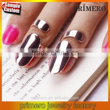 Luxury Designs 14K Rose Gold Plated Women's Gril's Stainless Steel Fingernail Nail rings Gift