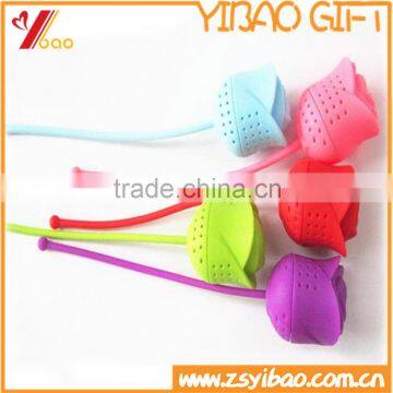 Colorful Rose Shape Food Grade Silicone Tea Infuser, Eco-friendly Rubber Silicone Tea Infuser