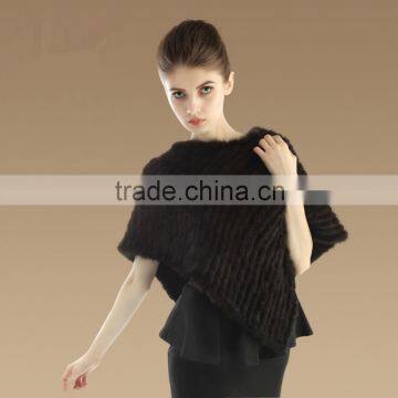 2016 High quality kintted mink fur shawl