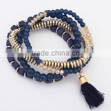 >>2016 New Design Handmade Multi Layered Clear Tassal Bead Bracelet Set/ photo-2
