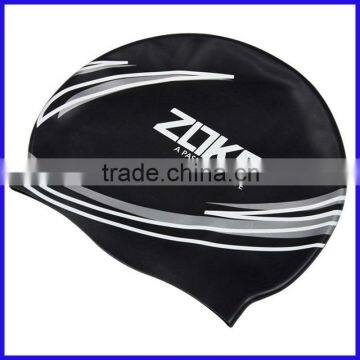 adult black silicone rubber ear protective swimming swim cap