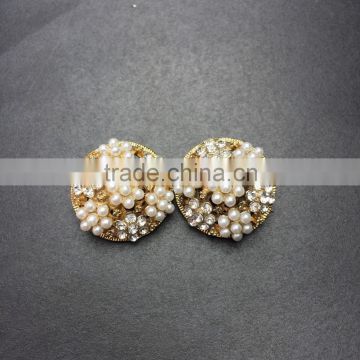 Rhinestone Pearl Buttons,Embellishment Rhinestone Button,Hollow out gold vintage decorations