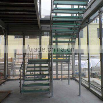 Double Stringer Stainless Steel Straight Stairs With Glass Treads photo-4