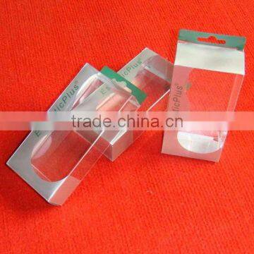 clear PVC folding Box with hanger die cut and printing