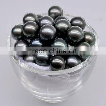9-10mm AAA Black Tahitian Pearls Wholesale Perfect Round High Luster no Hole