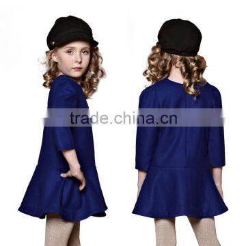 Baby Girls' Kids Winter Autumn Thicken Woolen Pleated Ruffles Dresses Clothes Manufacturer OEM Type ODM Factory Guangzhou