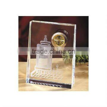 3D laser Engraved cheap Square Crystal Desk Clock