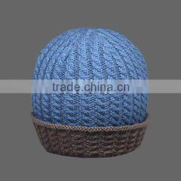 CUSTOM CABLE WINTER HAT WITH FOLD UP