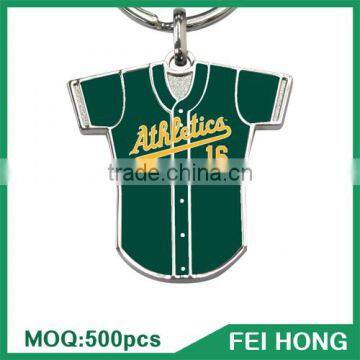 China Supplier metal baseball t shirt jersey printed souvenir keychain