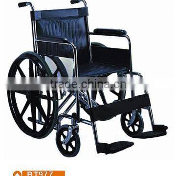 Extra Width and Adjustable Seat High Steel Manual Wheelchair