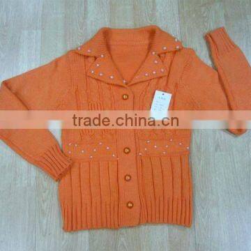 Orange cardigan girl sweater