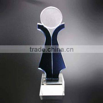 Noble Top Quality Sandblast Crystal Round With Square Clear Crystal Base For Promotion