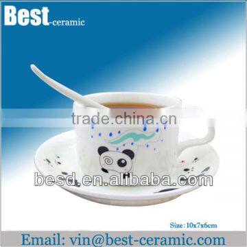 white decal cheap ceramic coffee cups saucers