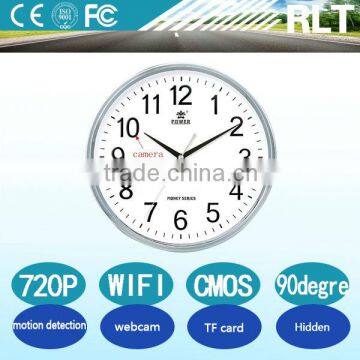 OEM remote monitoring P2P HD WIFI Wall Clock Hidden Camera dvr with 32gb 90degree lens 30fps motion detection cycle recording