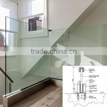 stainless steel clad u channel shoe base glass railings