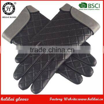 Bestselling Winter Lowerprice Men Luxury Diamond Embroidery Soft Leather Gloves