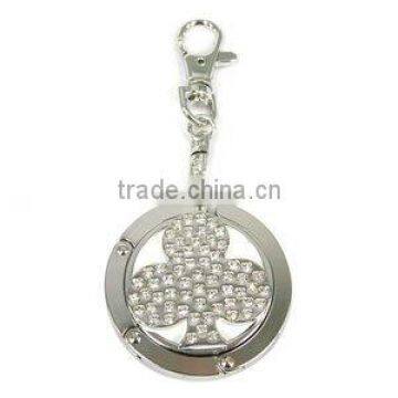 Crystal purse hanger bag hook handbag holder with metal key chain