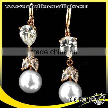 Crystal New Arrival Hanging Double Sided Pearl Earring, Fake Pearl Earrings photo-4